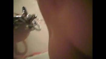 video of Petite skinny wife bating in empty bath tub