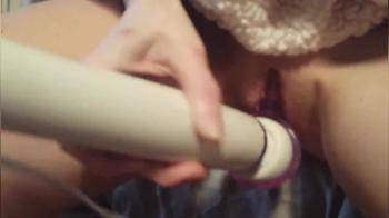 video of blindfolded girl using vibrator