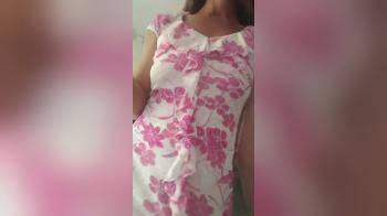 video of milf in lovely dress flashing her cunt