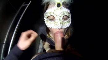 video of Sluty masked babe suckin cock in elevator
