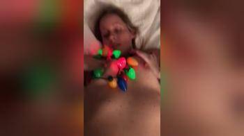 video of Wife with christmas lights around her neck gets fucked