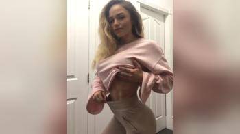 video of pretty skinny fit girl showing off her abs