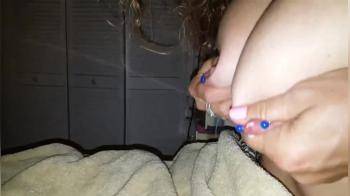 video of Brunette milking her tits empty