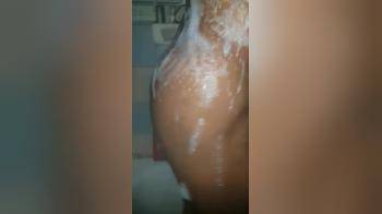 video of Perfect black girl soaping up and bating under the shower