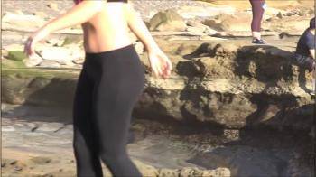 video of College girl at the beach having fun