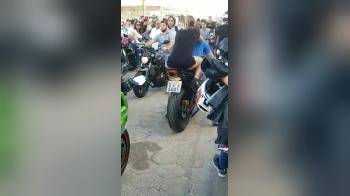 video of Perfect ass on the back of the motorcycle