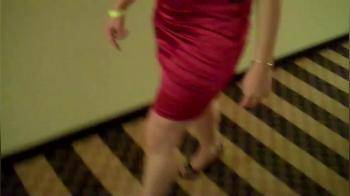 video of Red Satin dress with leopard heels