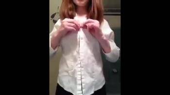 video of Pale redhead strips naked