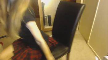 video of Girl in short skirt bating herself on her chair