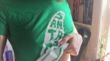 video of green shirt small tits flash