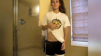 video of Skinny college girl strips down naked