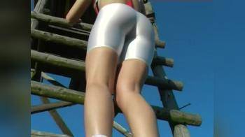 video of Climbing in white spandex part 1