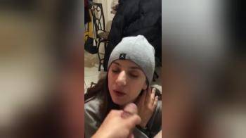 video of Grey Cap Girl getting Cum all over her sweet face
