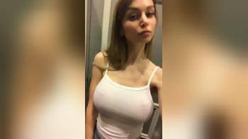 video of Big tits in white tank top flash