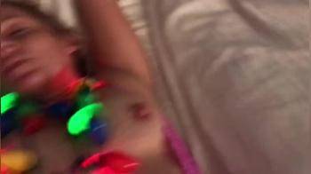 video of Wife slowly getting fucked with Christmas decoration