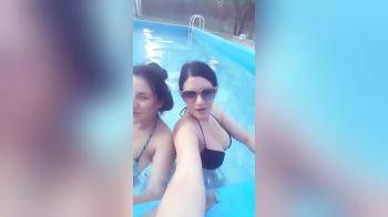 video of Sanja in swimming pool with her friend in bikini