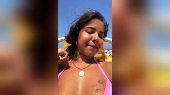 video of She talks a lot about her bikini with her small tits
