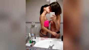 video of Two girls kissing in bathroom