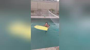 video of Naked in Pool with Boogie Board