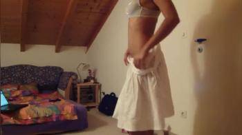 video of French girl in white dress strips down naked