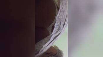 video of Girl in white dress upskirt in nice lingerie