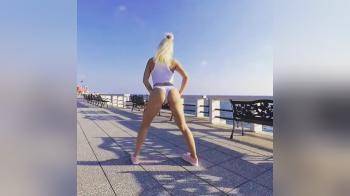 video of Girl dancing barely clothed outside