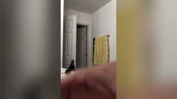 video of Really chubby wife filming herself in bathroom