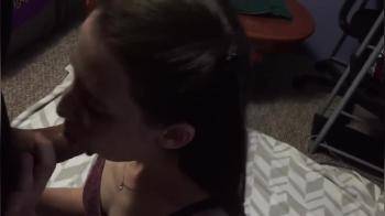 video of Young Brunette Girlfriend Giving Head