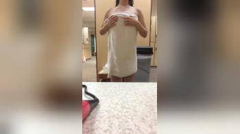 video of After hard gym she shows her wet body