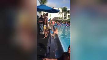 video of Latina pool party dancing