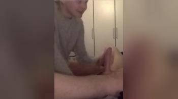 video of Random blond jerking of big cock