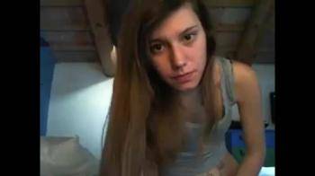 video of Skinny brunette plays to the camera 