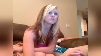 video of Couple perform on webcam & blond gets a facial