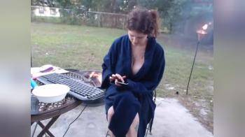 video of Outside in the yard camming with her boyfriend and flashing