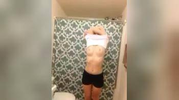 video of Striping in Bathroom Mirror