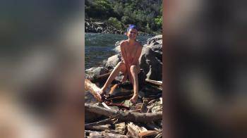 video of Naked sitting at the river 
