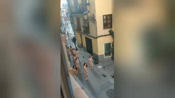 video of Naked girls running thru the street