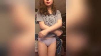 video of Girl is pecking strips naked