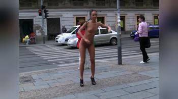 video of No shame whatsoever naked on the public street