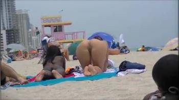 video of Beach voyeur black and white girl perfect view