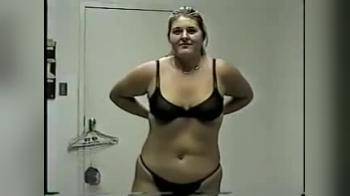 video of Chubby Girl Nervous Strip on Video First Time