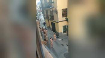 video of Naked feminist running thru my street WTF