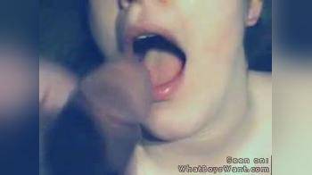 video of Heavy cum in mouth swallow too