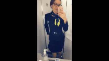 video of Stewardess masturbating at work
