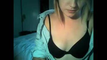 video of Sweet teen strips for bf on laptop cam