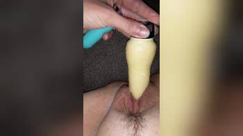 video of Masturbating with a yellow dildo