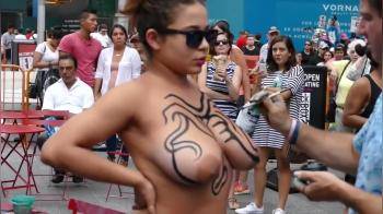 video of Big Titty Girl Gets Painted