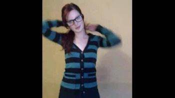 video of Nerdy girl strips on cam