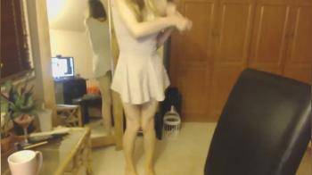 video of Skinny babe strips on cam