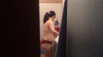 video of Topless in the bathroom
